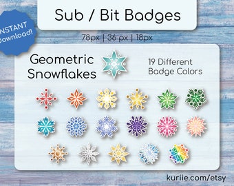 18 UNIQUE Snowflake Sub / Bit Badges - INSTANT DOWNLOAD!