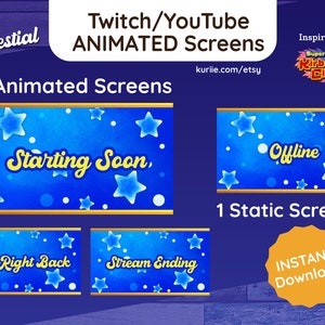 Celestial Animated Screens for LiveStreams + 1 Static Offline Screen- INSTANT DOWNLOAD! | For Twitch, YouTube, Kick, Facebook Gaming
