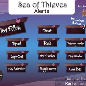 12 Order of Souls - Sea of Thieves Inspired - Style Static Alerts | For Twitch, YouTube, Facebook, OBS | - INSTANT DOWNLOAD!