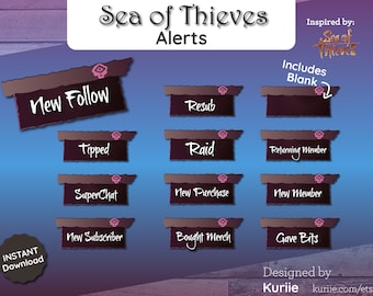 12 Order of Souls - Sea of Thieves Inspired - Style Static Alerts | For Twitch, YouTube, Facebook, OBS | - INSTANT DOWNLOAD!
