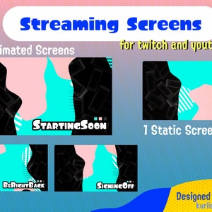 Splatoon animerade skärmar för livestreams + 1 statisk offline-skärm - (blå rosa pastell) DIREKT NEDLADDNING!
