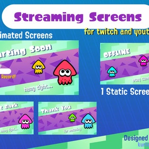 Splatoon Animated Screens for LiveStreams + 1 Static Offline Screen- INSTANT DOWNLOAD!