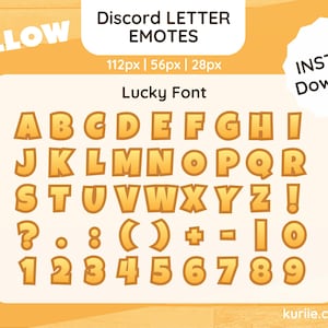 45 Discord LETTER & Number Emotes - Design da sorte amarelo - DOWNLOAD INSTANTÂNEO
