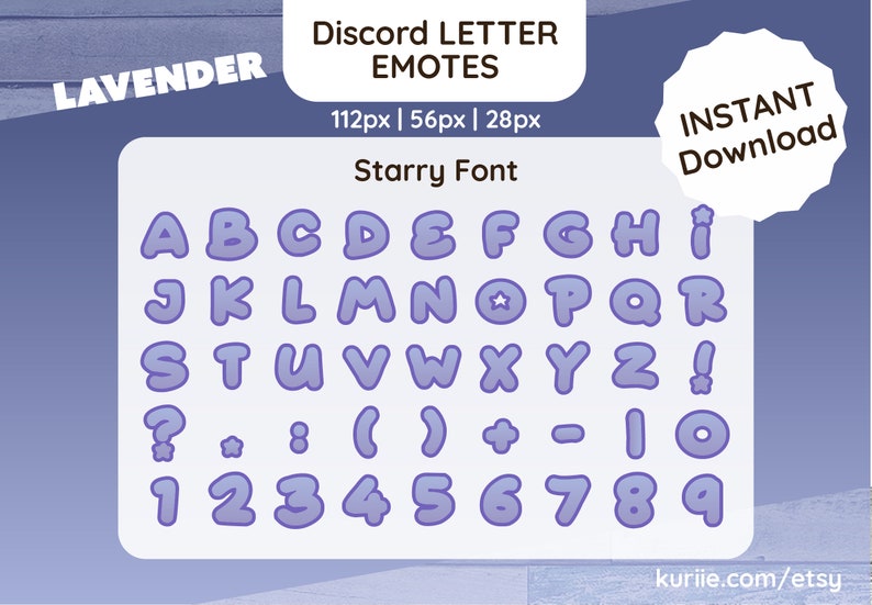 45 Discord LETTER & Number Emotes Lavender Starry Design INSTANT DOWNLOAD image 1