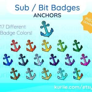 17 Insignias Anchor Sub / Bit - ¡DESCARGA INSTANTÁNEA! / Para juegos de Twitch, YouTube y Facebook