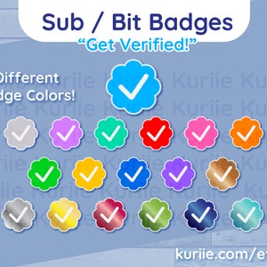 30 Verified Sub / Bit Badges New Updated Version w/ MORE Colors INSTANT DOWNLOAD For Twitch, YouTube, & Facebook Gaming image 3