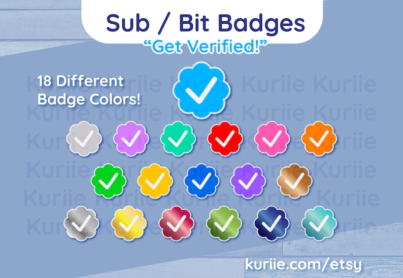 30 Verified Sub / Bit Badges New Updated Version w/ MORE Colors INSTANT DOWNLOAD For Twitch, YouTube, & Facebook Gaming image 3