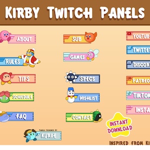 Kirby Style Twitch Panels - INSTANT DOWNLOAD!