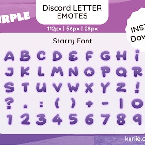 45 Emotes de Letras de Discord - Diseño Estrellado Morado - DESCARGA INSTANTÁNEA