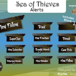12 Gold Hoarders - Sea of Thieves Inspired - Style Static Alerts | For Twitch, YouTube, Facebook, OBS | - INSTANT DOWNLOAD!