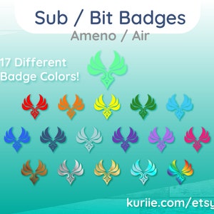 17 Ameno Air Sub / Bit Badges - INSTANT DOWNLOAD! Inspired by Genshin Impact