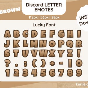 45 Discord LETTER & Number Emotes - Bege Brown Lucky Design - DOWNLOAD INSTANTÂNEO