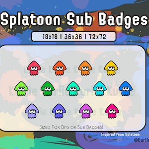 13 insignias secundarias estilo Splatoon (calamares) - ¡DESCARGA INSTANTÁNEA!