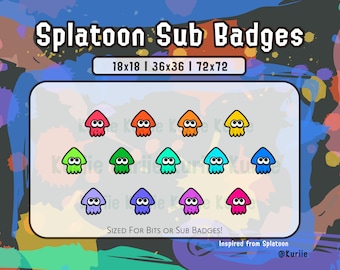 13 Splatoon Style Sub Badges (Squids) - INSTANT DOWNLOAD!