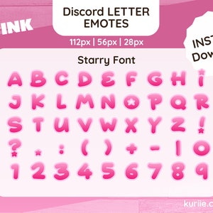 45 Emotes de letras y números de Discord - Diseño estrellado rosa - DESCARGA INSTANTE