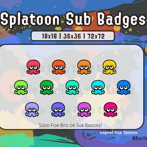 13 Splatoon Style Sub Badges (Octolings) - INSTANT DOWNLOAD!