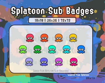13 Splatoon Style Sub Badges (Octolings) - INSTANT DOWNLOAD!