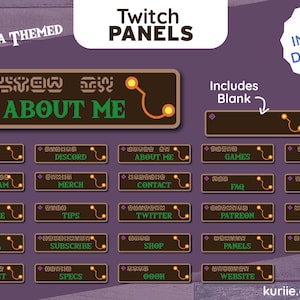 24 Zelda Breath of the Wild Style Panels (Sheikah Slate BotW) | Green & Purple | Twitch | - INSTANT DOWNLOAD!