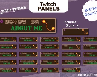 24 Zelda Breath of the Wild Style Panels (Sheikah Slate BotW) | Green & Purple | Twitch | - INSTANT DOWNLOAD!