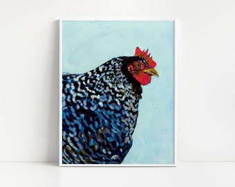 Plymouth Hen Print | Barred Rock Chicken Unframed Art