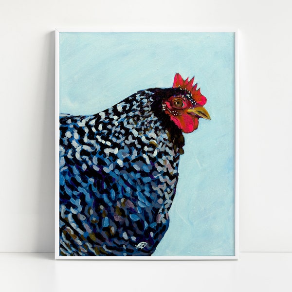 Plymouth Hen Print | Barred Rock Chicken Unframed Art