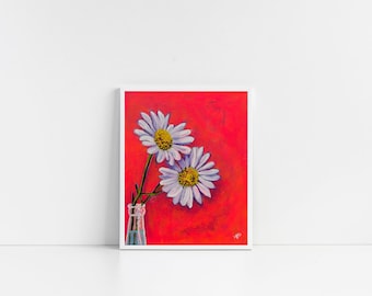 Vibrant Daisy Vase Unframed Pop Art Print