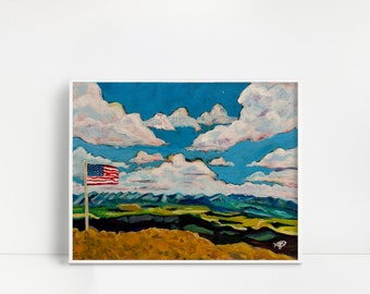 American Flag Mountain | USA Rocky Art Print