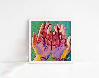 Vibrant Hands Palms Open Unframed Art Print