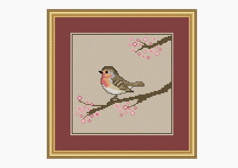 Cross Stitch Pattern, Modern Cross stitch. BLOSSOM BIRD cross stitch chart Instant download PDF cross stitch pattern image 4