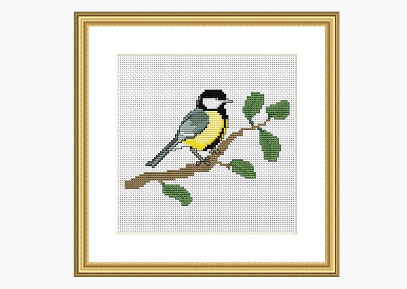 Cross Stitch Pattern Modern Cross Stitch the Great Tit Bird Etsy