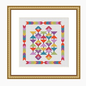 Cross stitch pattern, modern cross stitch, GEOMETRIC AZTEC cross stitch chart - Downloadable PDF