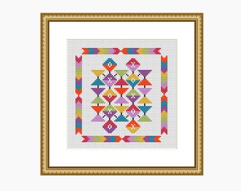 Cross stitch pattern, modern cross stitch, GEOMETRIC AZTEC cross stitch chart - Downloadable PDF