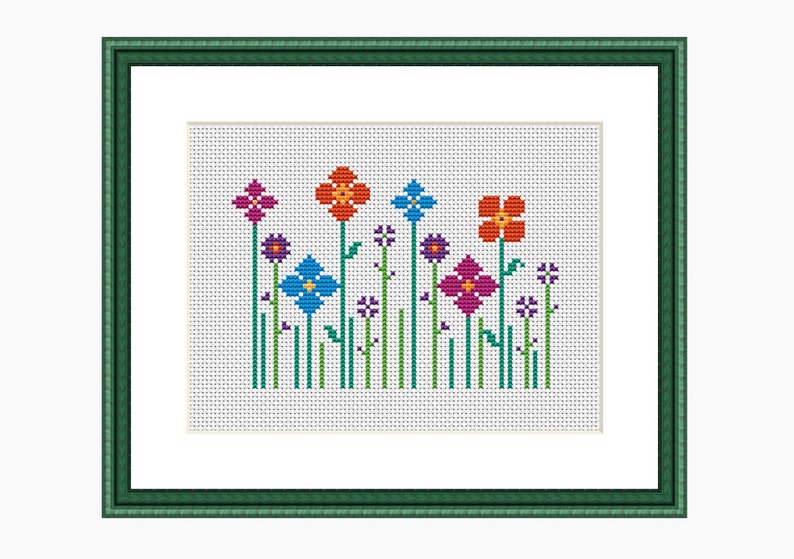 Cross stitch pattern, Modern cross stitch chart, Quick & Easy WILDFLOWER cross stitch Instant download PDF pattern image 4