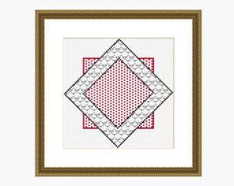 Cross Stitch Pattern, Modern Cross Stitch - GEOMETRIC SQUARES cross stitch pattern - Instant Download PDF