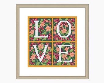 Cross Stitch Pattern,modern cross stitch, LOVE cross stitch pattern - Instant Download PDF