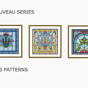 Cross stitch patterns, 3 Patterns,Modern Cross Stitch -  NOUVEAU SET - Instant Dowloadable PDF