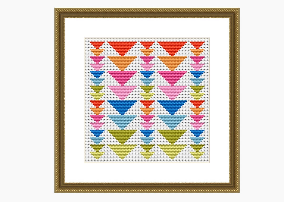 Cross Stitch Pattern, Modern Cross Stitch, GEOMETRIC TRIANGLES Cross ...