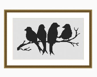 BIRD SILHOUETTE, Modern Cross Stitch Pattern, Downloadable Cross Stitch Chart PDF