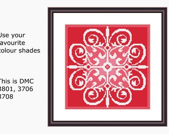 Cross Stitch Pattern, Modern Cross Stitch - FLOWER BURST cross stitch chart, Instant download PDF