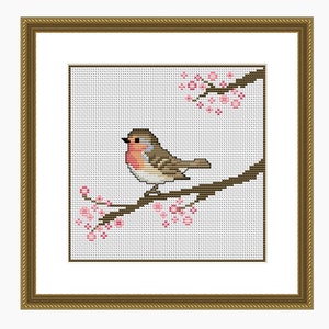 Cross Stitch Pattern, Modern Cross stitch. BLOSSOM BIRD cross stitch chart Instant download PDF cross stitch pattern image 2