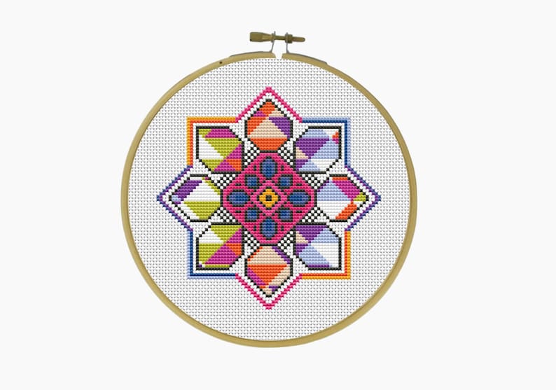 Cross Stitch Pattern, Modern Cross Stitch, Abstract KALEIDOSCOPE Cross
