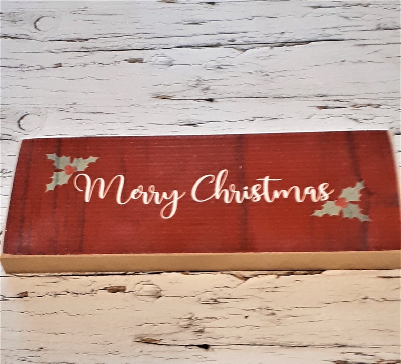 Wreath Making Supply Rustic Christmas Sign Wood Christmas Sign DIY Projects On Sale Merry Christmas Wood Block Sign
