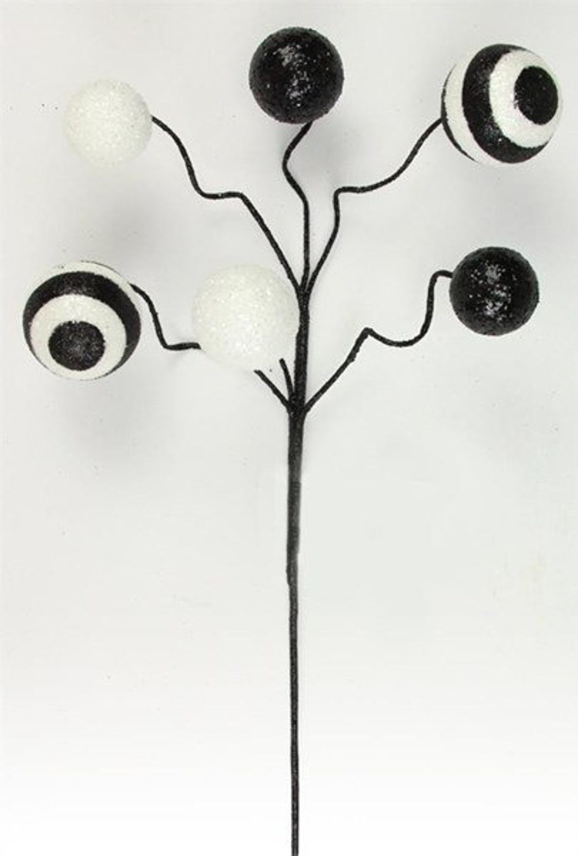 Black and White Stripe and Solid Glitter Ball Pick Wreath Etsy