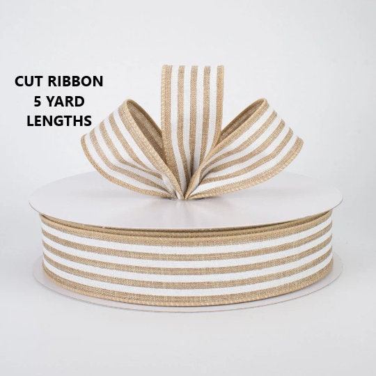 Brown/Ivory Cabana Stripe Ribbon - 1.5 X 10 Yards