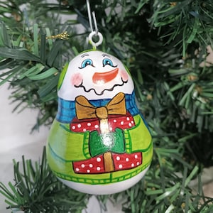 Christmas Ornament, Snowman Gourd, Christmas Ornament