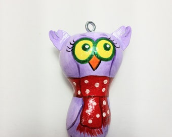 Purple Owl Gourd Ornament