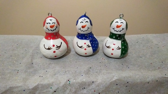 Ornaments Gourds Snowmen Ornaments Snowmen Holiday Ornaments Christmas Tree Ornaments Snowman Gourd Ornaments