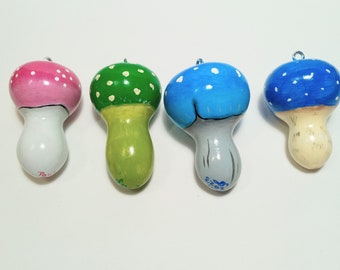 Mushroom gourd ornament set of four, Christmas tree ornament