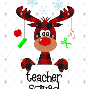 Christmas SVG, Buffalo Plaid Moose SVG,  Teacher Squad Moose, Teacher Christmas Clipart, Svg, Eps, Ai, Pdf, Png, Jpeg, Cut Files