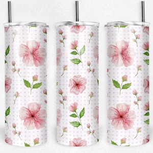 Tumbler Wrap, Cherry Blossom Tumbler Designs, Digital Download, 20 oz Skinny Tumbler Wrap
